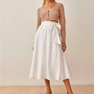 Reformation Tampa Midi Skirt White Linen